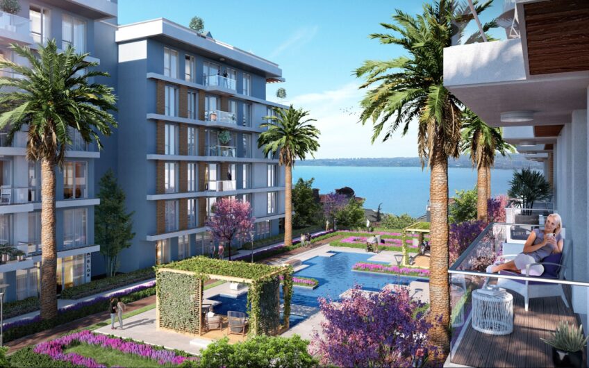 Residential complex in Istanbul Buyukcekmece with views and beautiful landscaped gardens