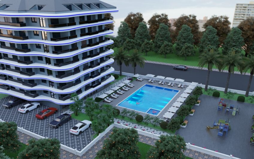 1+1 apartment for sale in a new complex in Avsallar