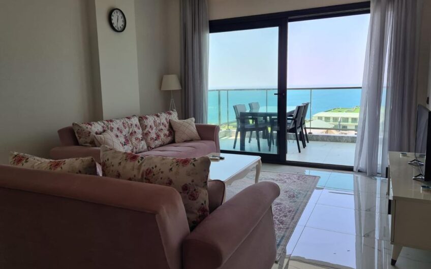 1+1 sea view and fully furnished apartment for sale in Kargicak