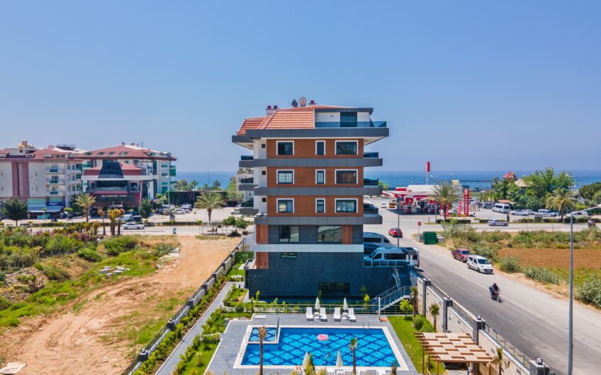 3 room luxury furnished apartment with sea view in Kestel