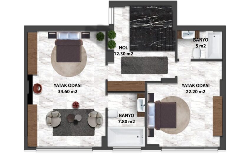Triplexvilla i Alanya, Turkiet Lämplig för turkiskt medborgarskap